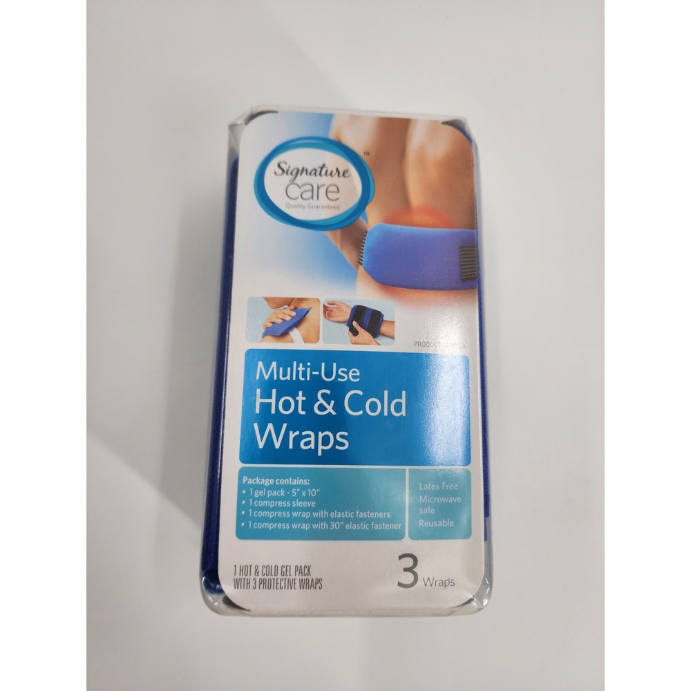 Signature Care Multi-Use Hot & Cold Wraps Reusable Gel Pack with 3 Sleeves Blue